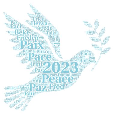 Barış 2023 kelime bulutu farklı dillerde 