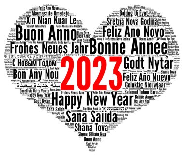 Farklı dillerde yeni yıl 2023 kelime bulutu 