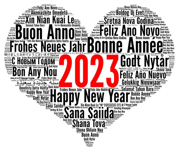 Happy New Year 2023 word cloud in different languages