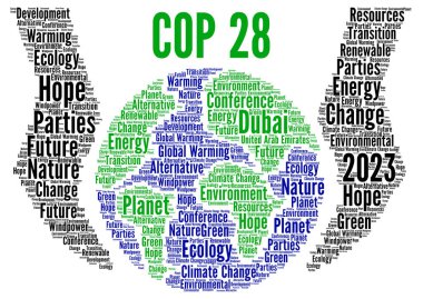 COP 28 in Dubai United Arab Emirates world cloud  clipart