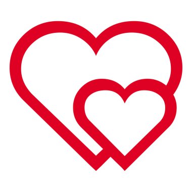 Çift kırmızı kalp sembolü simgesi