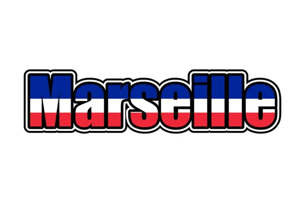 Marsylia Znak Ikona Francuską Flagą Kolory — Zdjęcie stockowe