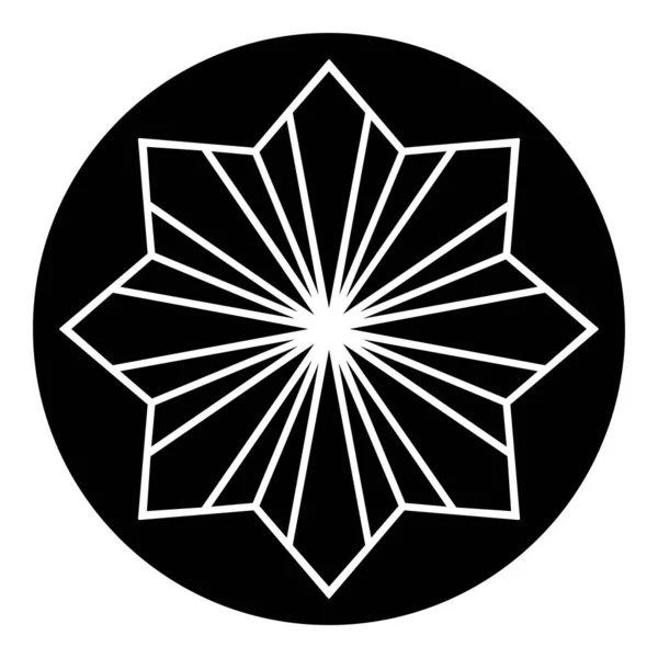 Ośmiokątna Gwiazda Ikonie Symbolu Czarnego Koła — Zdjęcie stockowe
