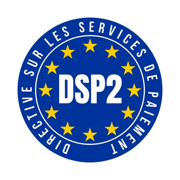 PSD2 payment services directive symbol icon called DSP2 directive sur les services de paiement in French language