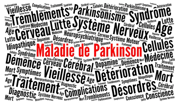 フランス語でパーキンソン病の単語の雲 — ストック写真