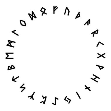Old futhark rune wheel symbol icon clipart