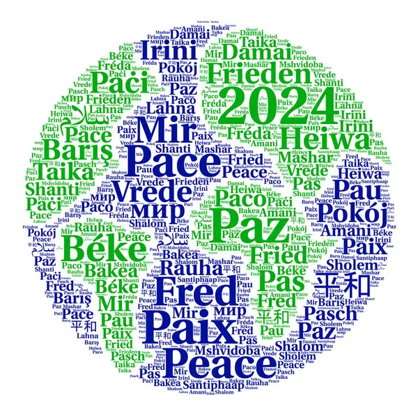Pace 2024 Parola Nube Diverse Lingue — Foto Stock