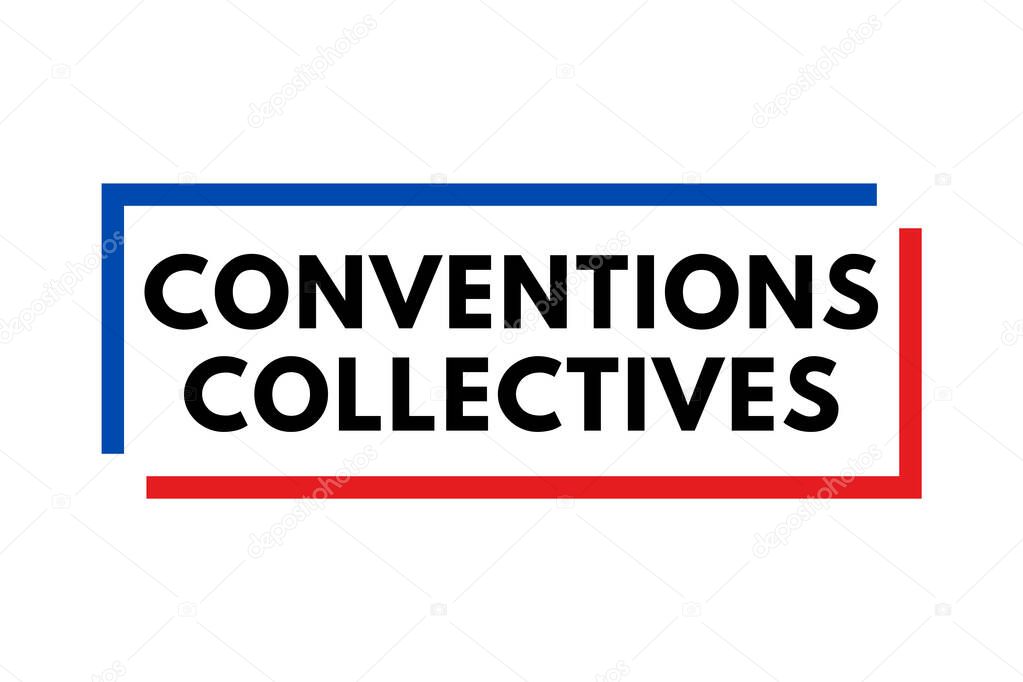 Collective labour agreement symbol icon called conventions collectives in French language