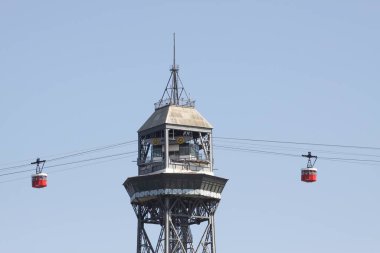 Barcelona, İspanya 'da liman teleferiği