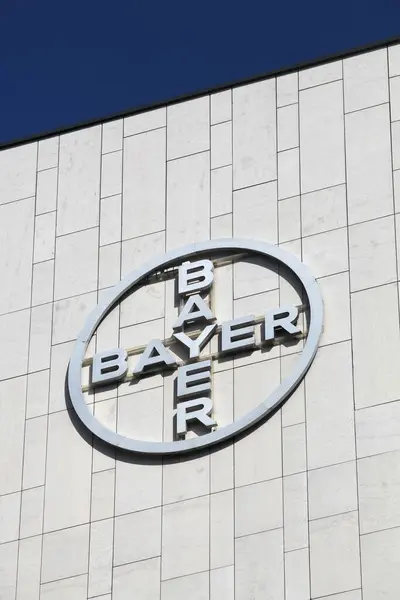 stock image Copenhagen, Denmark - August 3, 2019: Bayer office building. Bayer is a German multinational chemical and pharmaceutical company founded in Barmen, Germany