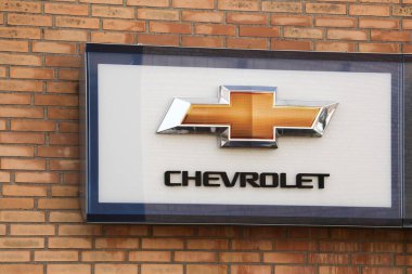 Horsens, Danimarka 1 Nisan 2018 Chevrolet logosu. Chevrolet, Amerikalı otomobil üreticisi General Motors 'un bir otomobil bölümüdür.