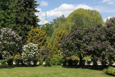 Bastejkalns park with the freedom monument in Riga, Latvia