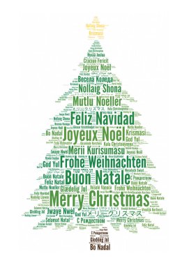 Merry Christmas in different languages word cloud clipart