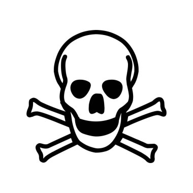 Beyaz kafatası ve çapraz kemik sembolü simgesi