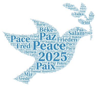 Barış 2025 kelime bulutu farklı dillerde