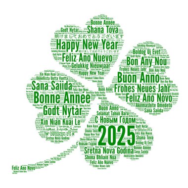 Farklı dillerde yeni yıl 2025 kelime bulutu