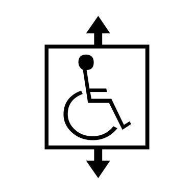 Engelli asansör işareti ile yukarı ve aşağı ok