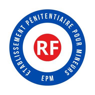 Youth detention center symbol called EPM etablissement penitentiaire pour mineurs in French language clipart