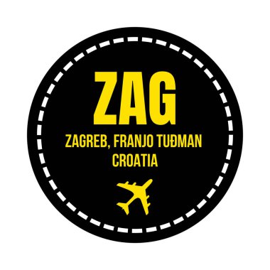 ZAG Zagreb Franjo Tudman havaalanı sembolü simgesi