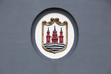 Skanderborg, Danimarka - 11 Şubat 2025: Danimarka 'nın Skanderborg şehrinin arması ve amblemi