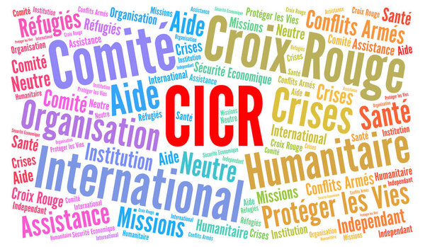 ICRC word cloud concept called CICR comit international de la Croix-Rouge in French language