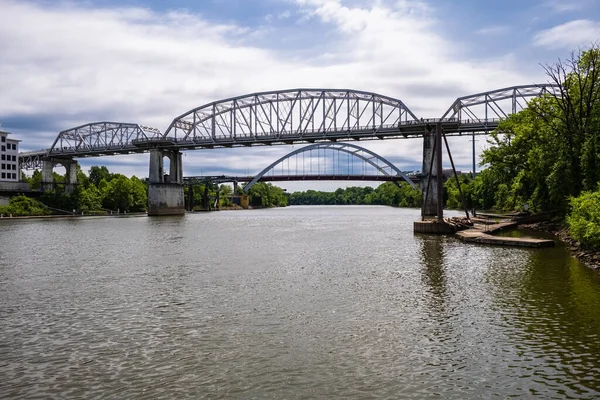 Nashville Tennessee Deki Cumberland Nehri Boyunca Şehir Merkezi Manzarası — Stok fotoğraf