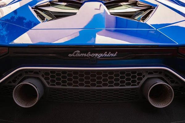 Miami Florida Febrero 2023 Exotic Lamborghini Supercar Display Public Miami —  Fotos de Stock