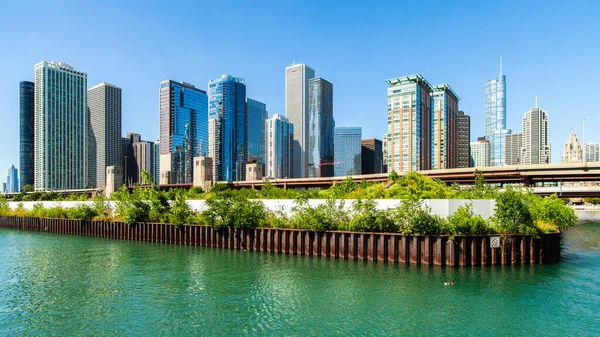 Downtown Chicago Riverfront Skyline Chicago River — Stock Photo, Image