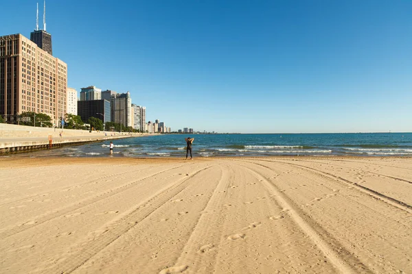 Spiaggia Sul Lago Lungo Lago Michigan Nel Centro Chicago — Foto Stock