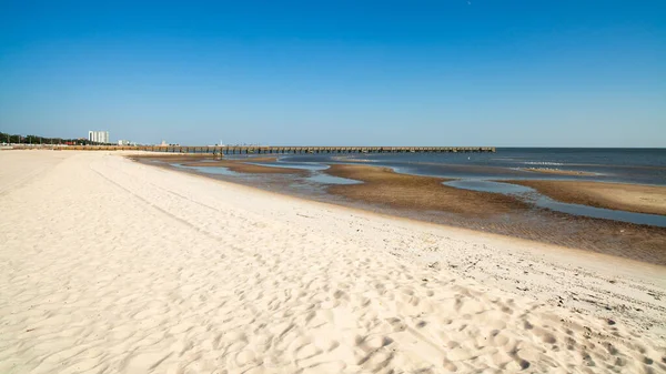 Strand Der Golfküste Biloxi Mississippi Mit Fischersteg — Stockfoto