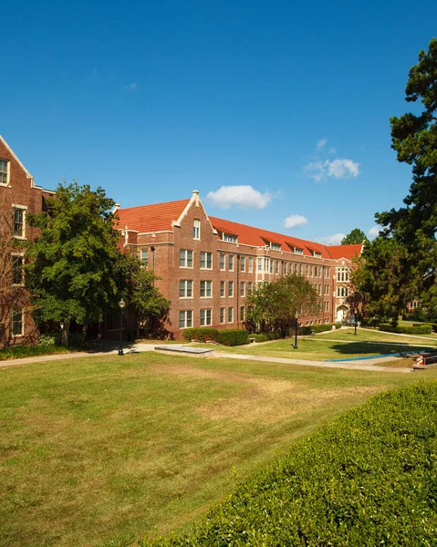 Typiskt Amerikanskt College Campus Med Klassisk Tegelarkitektur — Stockfoto