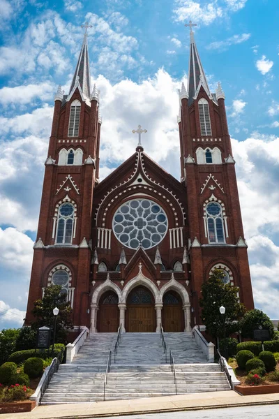 Macon Georgia Junio 2023 Hermosa Arquitectura Antigua Iglesia Católica San —  Fotos de Stock