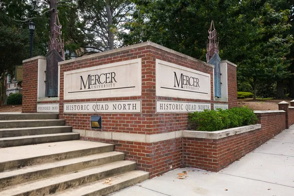 Macon Georgia Usa Juni 2023 Eintrittsschild Zur Mercer University Dieser — Stockfoto