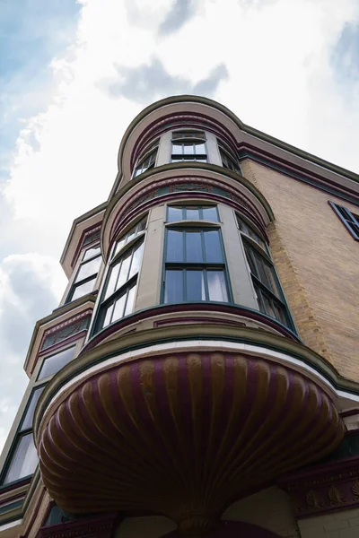 Stock image Macon, Georgia USA - June 16, 2023: Cityscape scene with vintage architecture in the historic downtown district