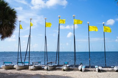 Public beach along the Rickenbacker Causeway in Miami clipart