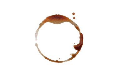 different coffee stains isolated on white background.	