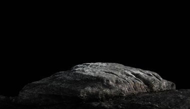 Koyu siyah arka planda taş podyum. Koyu siyah arka planda taş podyum..