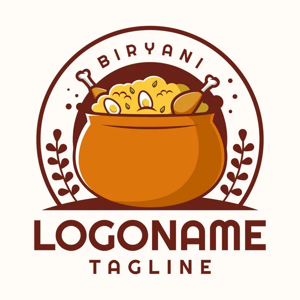 Biryani Logo Template Suitable Restaurant Food Truck Cafe — 스톡 벡터