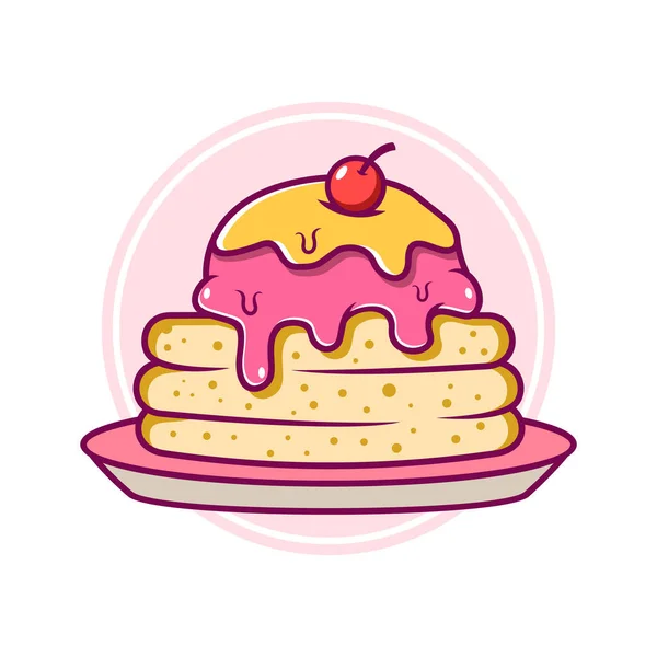 Hand Drawn Delicious Ice Cream Pancake Cartoon Illustration Vektorgrafiken