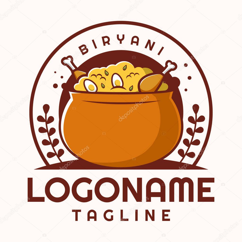 Biryani logo template, suitable for restaurant, food truck and cafe
