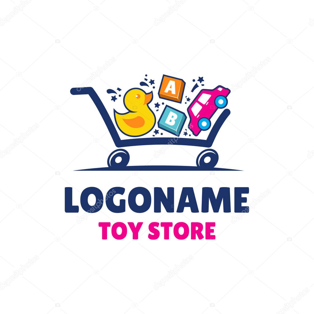 Toy shop logo template, toy store for kids