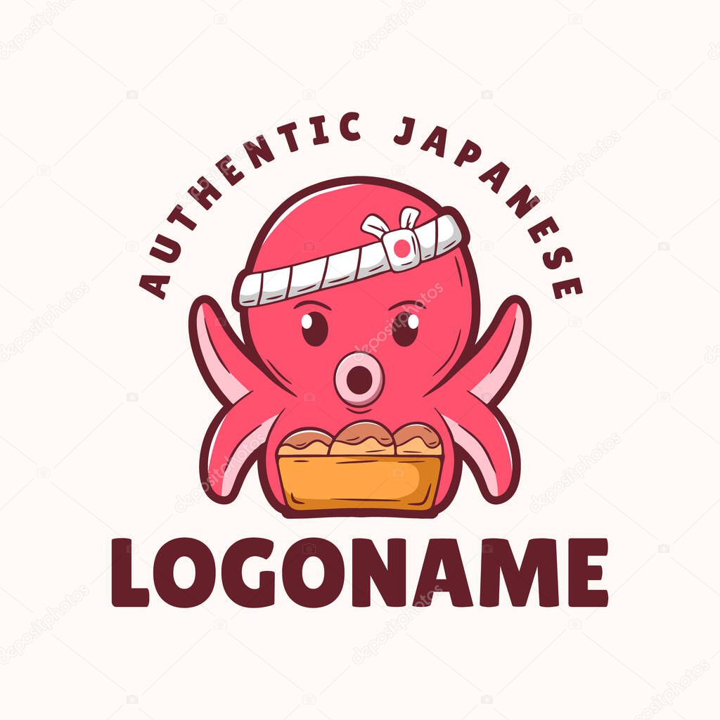 Takoyaki logo template. suitable for restaurant, cafe and food industry
