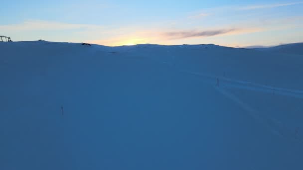 Sunset Snowy Hills Voss Norway High Quality Footage — Stock Video