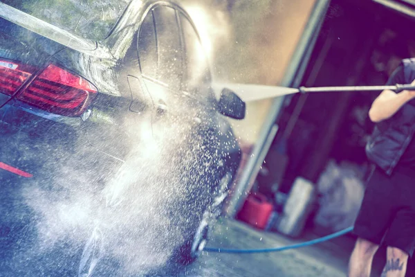Summer Car Wash Car Cleaning High Pressure Water — Stock Photo, Image