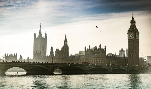London Westminster Bridge Big Ben Old Photo Style — Stock Photo, Image