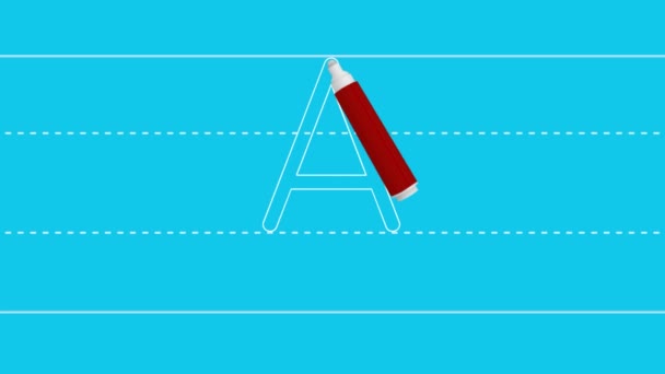 Tutorial Writing Alphabet Trace Letter Marker Animated Letters Sample Children — Stock Video