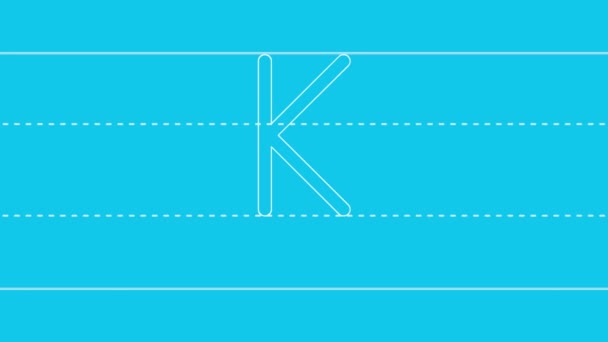 アルファベットを書くためのチュートリアル マーカーで文字Kをトレースします 子供のためのアニメーション文字サンプル連続文字K — ストック動画