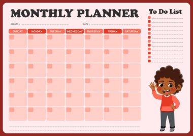 Küçük çocukların resimleriyle dolu aylık program. Aylık programların düzenlenmesinde çocukların kullanması için uygun