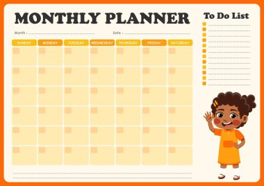 Küçük çocukların resimleriyle dolu aylık program. Aylık programların düzenlenmesinde çocukların kullanması için uygun