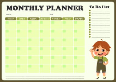 Küçük çocukların resimleriyle dolu aylık program. Aylık programların düzenlenmesinde çocukların kullanması için uygun